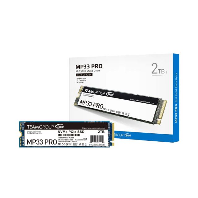 TEAMGROUP MP33 PRO 2TB SLC Cache 3D NAND TLC NVMe 1.3 PCIe Gen3x4 M.2 2280 Internal Solid State Drive SSD Read Speed up to 2100MB/s, Compatible with Laptop & PC Desktop