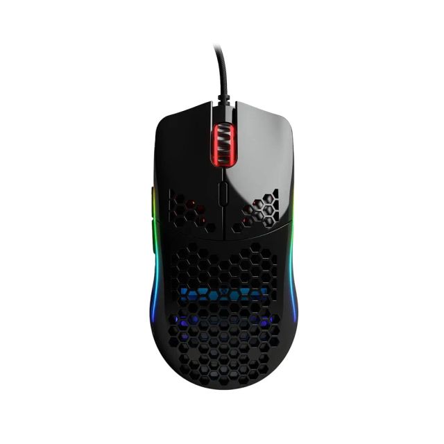 Glorious Gaming Model O Minus Compact Wired Gaming Mouse - 58g Superlight Honeycomb Design, RGB, Pixart 3360 Sensor, Ambidextrous, Omron Switches - Glossy Black