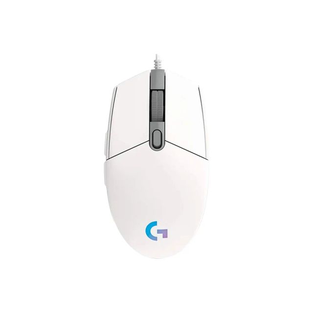 Logitech G203 Wired Gaming Mouse, 8,000 DPI, Rainbow Optical Effect LIGHTSYNC RGB, 6 Programmable Buttons, On-Board Memory, Screen Mapping, PC/Mac Computer and Laptop Compatible - White