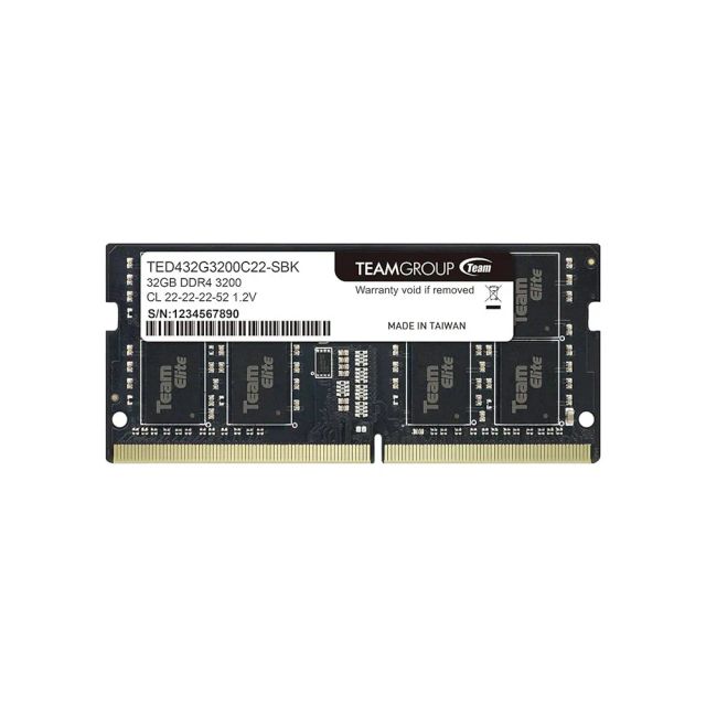 TEAMGROUP Elite DDR4 32GB Single 3200MHz PC4-25600 CL22 Unbuffered Non-ECC 1.2V SODIMM 260-Pin Laptop Notebook PC Computer Memory Module Ram