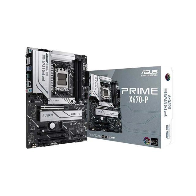Asus Prime X670-P Socket AM5 (LGA 1718) Ryzen 7000 ATX Motherboard(DDR5, 3xM.2 Slots, USB 3.2 Gen 2x2 Type-C, USB4 Header, and 2.5Gb Ethernet)