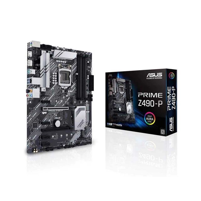Asus Prime Z490-P LGA 1200 (Intel 10th Gen) ATX Motherboard (Dual M.2, DDR4 4600, 1 Gb Ethernet, USB 3.2 Gen 2 USB Type-A, Thunderbolt 3 Support, Aura Sync RGB)