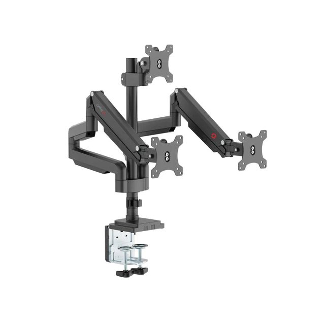 GAMEON GO-5367 Triple Monitor Arm, Stand And Mount For Gaming And Office Use, 17" - 30", Each Arm Up To 6 KG - Black