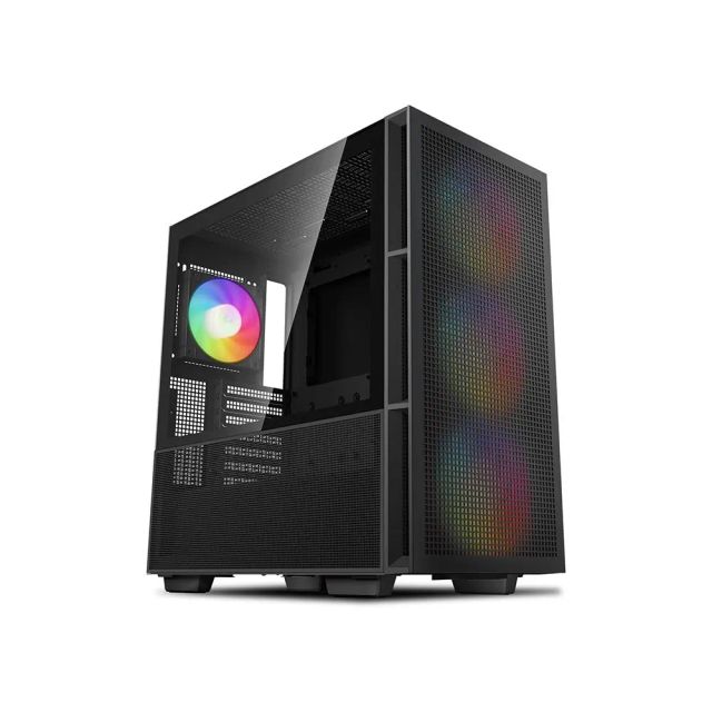 DeepCool CH560 ATX PC Case High-Airflow 140mm PWM ARGB Fans Front Panel Mid-Tower Chassis Hybrid Mesh/Tempered Glass Side Panel 360mm Radiator Top/Front Support Gaming Case USB 3.0 Type-C I/O Panel - Black