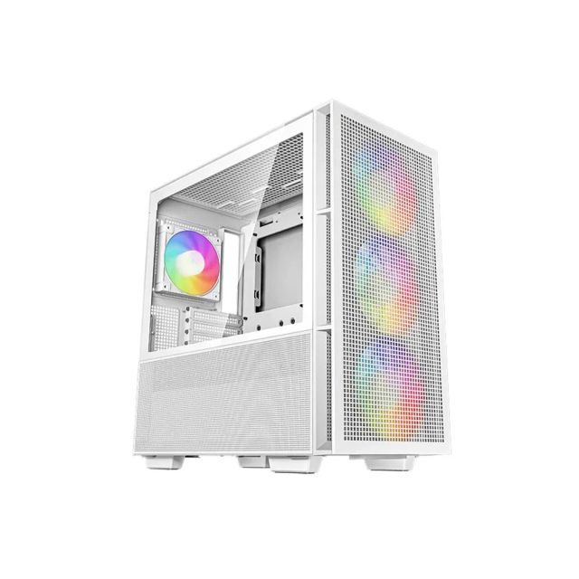 DeepCool CH560 ATX PC Case High-Airflow 140mm PWM ARGB Fans Front Panel Mid-Tower Chassis Hybrid Mesh/Tempered Glass Side Panel 360mm Radiator Top/Front Support Gaming Case USB 3.0 Type-C I/O Panel - White