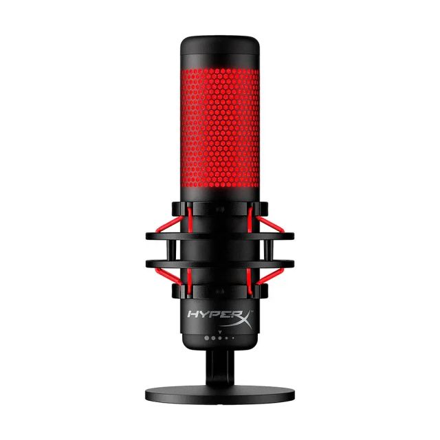 HyperX QuadCast - USB Condenser Gaming Microphone, for PC, PS4, PS5 and Mac, Anti-Vibration Shock Mount, Four Polar Patterns, Pop Filter, Gain Control, Podcasts, Twitch, YouTube, Discord, Red LED - OPEN BOX