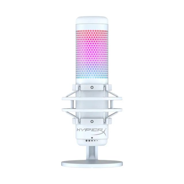 HyperX QuadCast S White – RGB USB Condenser Microphone for PC, PS4, PS5 and Mac, Anti-Vibration Shock Mount, 4 Polar Patterns, Pop Filter, Gain Control, Gaming, Streaming, Podcasts, Twitch, YouTube, Discord