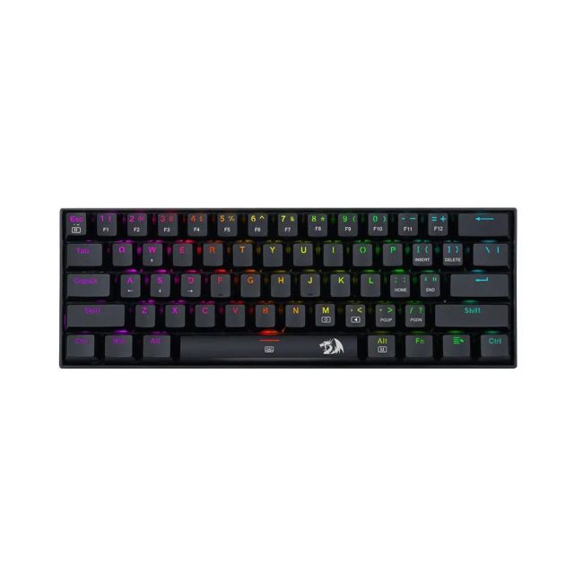 Redragon Dragonborn K630RGB-1 60% Wired RGB Gaming Keyboard, 61 Keys Compact Mechanical Keyboard with Linear Red Switch, Pro Driver Support, Black