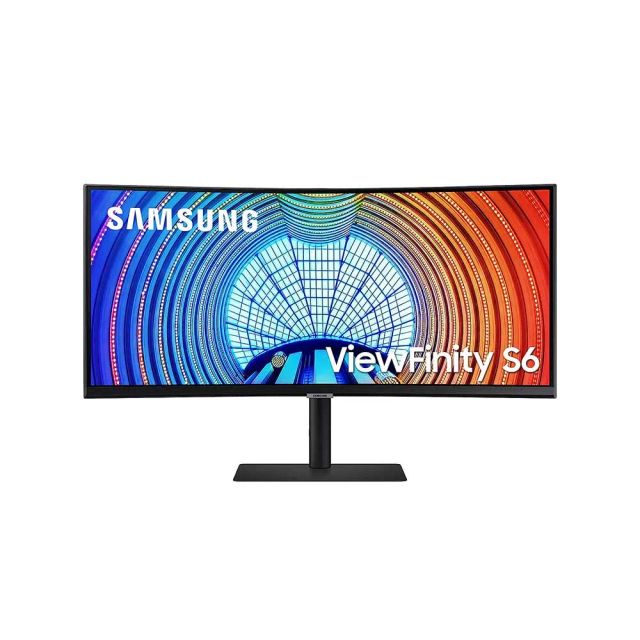 Samsung ViewFinity S6 S34C654UAM 34" LED Curved Ultra-WQHD FreeSync Monitor with HDR10, 100Hz, VA, 5ms, Curved, USB Type-C, HDMI, DisplayPort, LAN, USB - Black