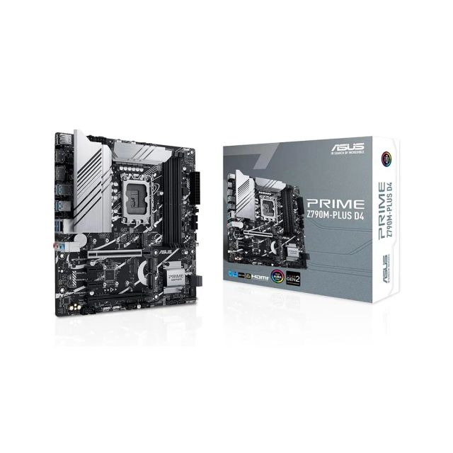 Asus Prime Z790M-Plus LGA 1700(Intel 14th,12th&13th Gen) microATX motherboard (PCIe 5.0,3xM.2 slots,10+1 DrMOS,DDR5,1 Gb LAN, DP,USB 3.2 Gen2 Type-C, front USB3.2 Gen 1 TypeC, Thunderbolt (USB4) support)