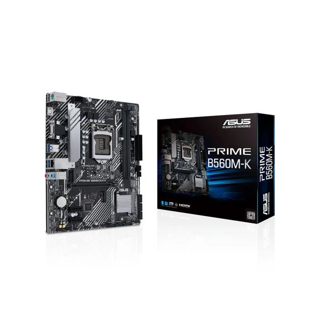 Asus Prime B560M-K D4 Intel B560 (LGA 1200) Micro-ATX motherboard with PCIe 4.0, two M.2 slots, 8 power stages, Intel 1Gb Ethernet, HDMI, D-Sub, rear USB 3.2 Gen 1, TPM header, RGB header
