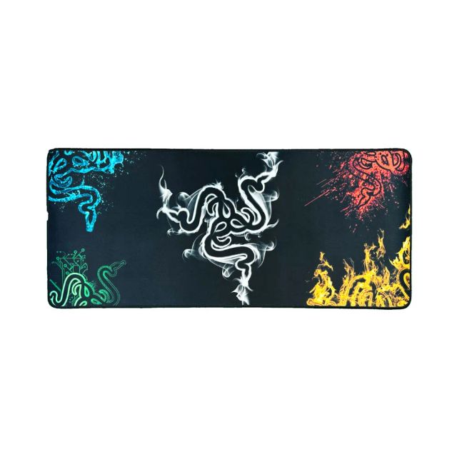 Gaming Mouse Pad, 70X30cm Large Computer Mouse Mat with Razer Logo, for Desktop, Non-slip Rubber Base Water Resistant Stitched Edge