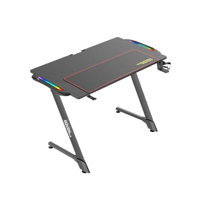 Twisted Minds Z Shaped Gaming Desk Carbon Fiber Texture TM-Z-1060-RGB - Black