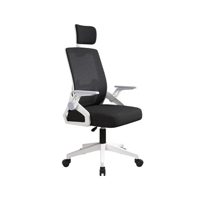 Mesh Office Chair, Arabest Ergonomic Swivel Desk Office Chair, Flip Up Armrests with Lumbar Support Adjustable Height Chair - Black and White