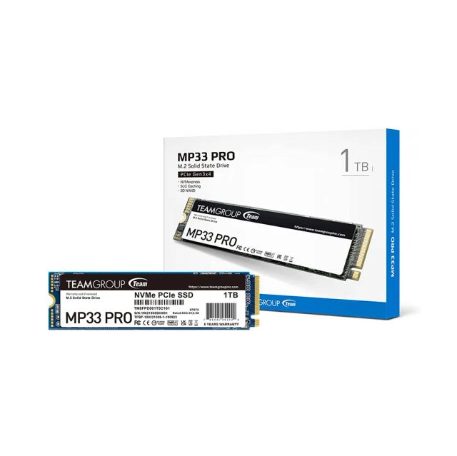 TEAMGROUP MP33 PRO 1TB SLC Cache 3D NAND TLC NVMe 1.3 PCIe Gen3x4 M.2 2280 Internal Solid State Drive SSD (Read Speed up to 2100MB/s) TBW>600TB Compatible with Laptop & PC Desktop