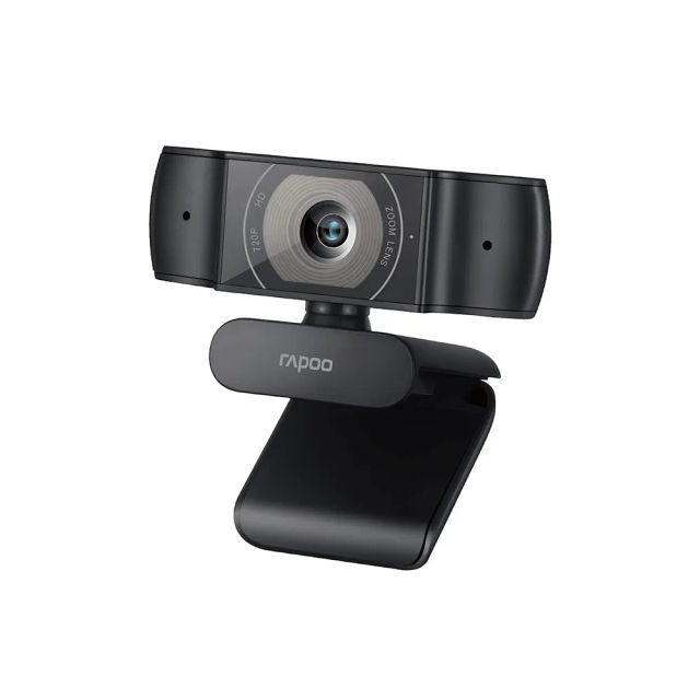 RAPOO C200 Web Camera 720P, HD Webcam with Microphone, Rapoo USB Computer Camera, Built-in Dual Noise Reduction Mics, 100-degree Wide Angle lens, Plug and Play, for Zoom/Skype/Teams, Conferencing and Video Calls