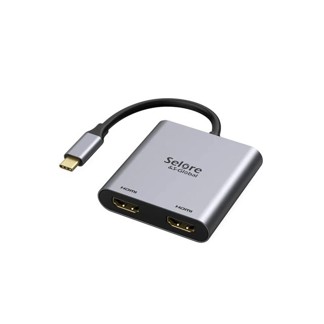 Selore & S-Global 2in1 USB-C to Dual HDMI Adapter 4K