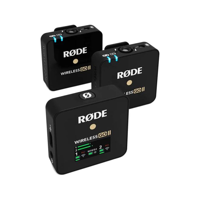 RODE Wireless Go II Dual Channel Wireless System with Built-in Microphones with Analogue and Digital USB Outputs, Compatible with Cameras, Windows and MacOS computers, iOS and Android phones
