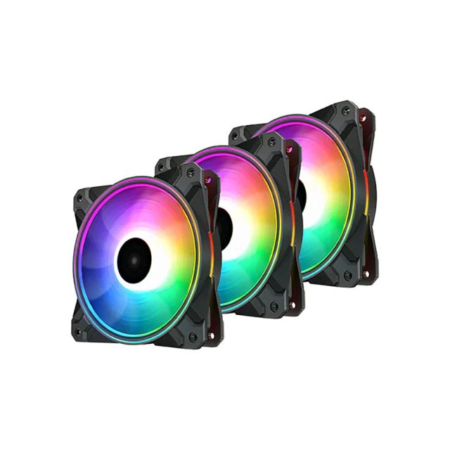 DeepCool CF120 Plus 3in1 PC Fans 3 Packs 120mm 1800RPM PWM Case Fans ARGB Aura SYNC 52.5CFM Computer Cooling Fans Quiet Under 28.8dB(A) High Performance for ATX/MATX PC Cases - Black