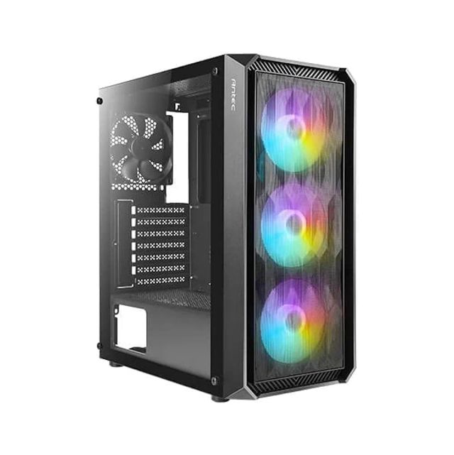 Antec NX292 Mid-Tower E-ATX Gaming Case, 3 x 120mm RGB fans & 1 x 120mm Fan Included, Tempered Glass Side Panel, 360mm Radiator Support, RGB Gaming Cabinet - Black