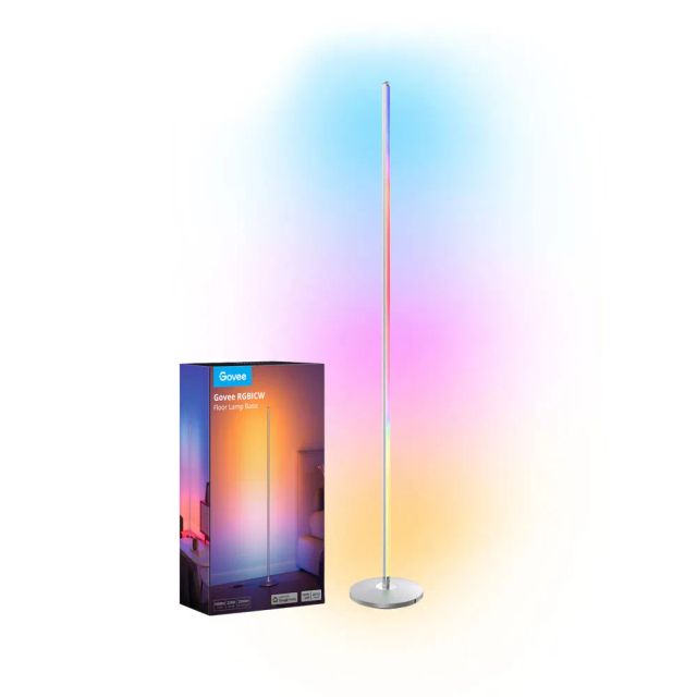 Govee RGBICW Floor Lamp Basic H6076, LED Corner Lamp Works with Alexa, Smart Modern Floor Lamp with Music Sync and 16 Million DIY Colors, Color Changing Standing Floor Lamp for Bedroom, Living Room, Silver - OPEN BOX