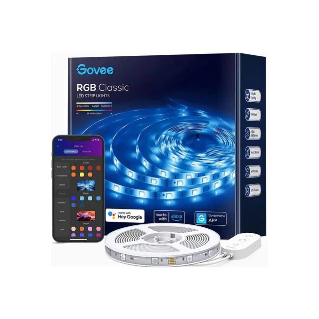 Govee RGB Classic LED Strip Lights H6160, 5m Wireless WiFi LED Lights Kit, Music Sync Smart RGB Light Strip Compatible with Alexa Google Home - OPEN BOX