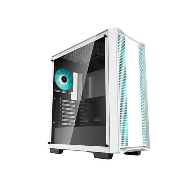 DeepCool CC560 WH Mid-Tower ATX PC Case, 4X Pre-Installed 120mm LED Fans, Tempered Glass Side Panel - White