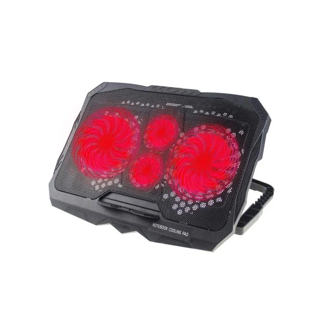 S18 Height Adjustable Notebook 4-Fan Cooler Laptop Cooling Pad - Red Light