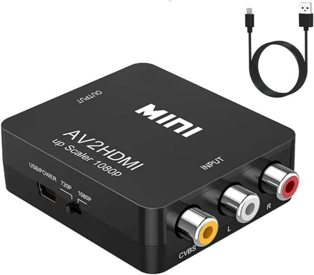 Mini AV to HDMI Converter, 1080P Mini RCA Composite CVBS Video Audio Converter Adapter Supporting PAL/NTSC for TV/PC/ PS3/ STB/Xbox VHS/VCR/Blue-Ray DVD Players