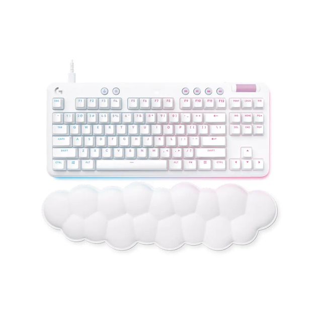 Logitech G713 Wired Mechanical Gaming Keyboard with LIGHTSYNC RGB Lighting, Tactile Switches (GX Brown), and Keyboard Palm Rest, PC and Mac Compatible - White Mist