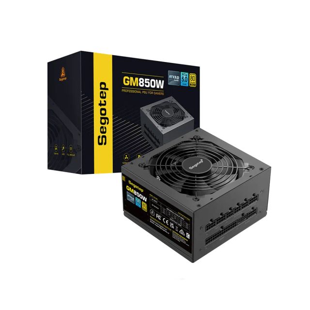 Segotep GM850W Power Supply 850W, PCIe 5.0 & ATX 3.0 Full Modular 80 Plus Gold Certified Gaming PSU for NVIDIA RTX 20/30/40 Series and AMD Graphics Cards, 100% Japanese 105°C Capacitor
