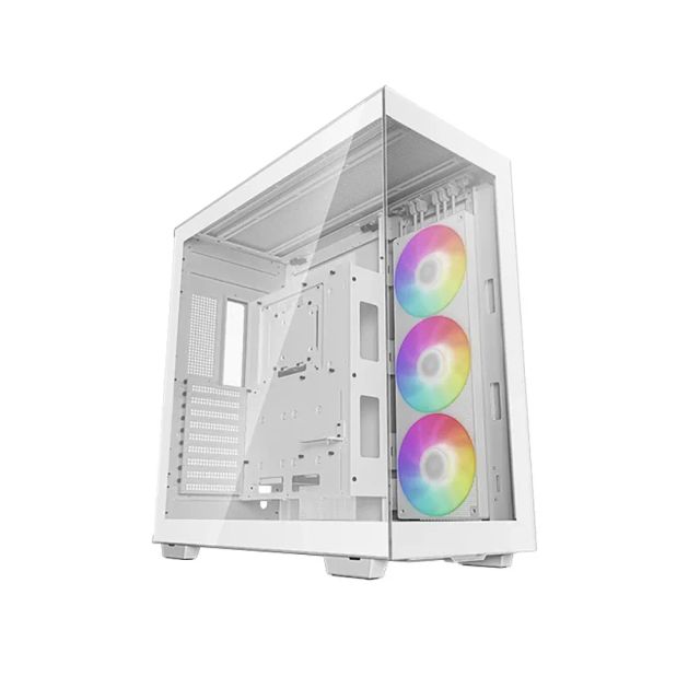 DeepCool CH780 WH, White PC case ATX Dual-Chamber 3 x 140mm PWM ARGB Fans Pre-Installed Full Tower White Gaming PC Case Panoramic Glass Panels 420mm Radiator Support 4 x USB 3.0 Type-C I/O Panel