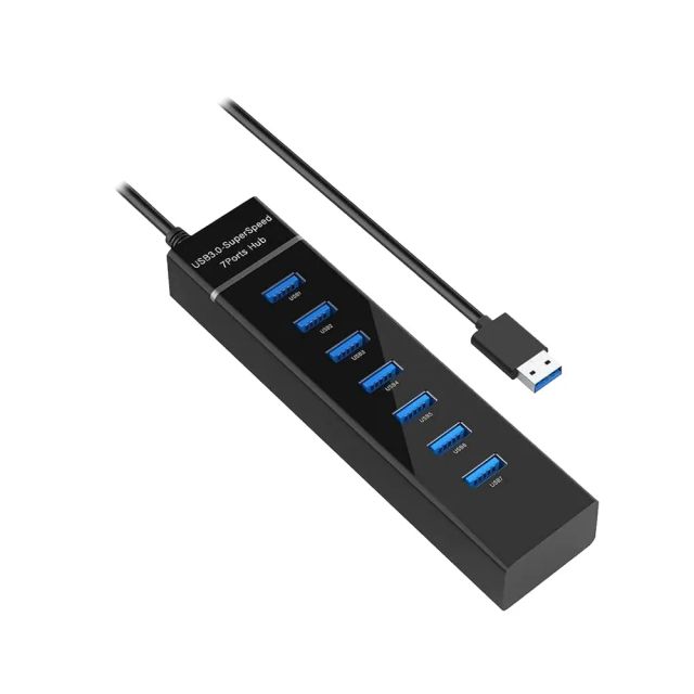 High Speed USB hub, 7 Ports USB 3.0 Hub, 4ft/1.2m USB HUB Long Cable, USB Extension for Laptop and PC Computer