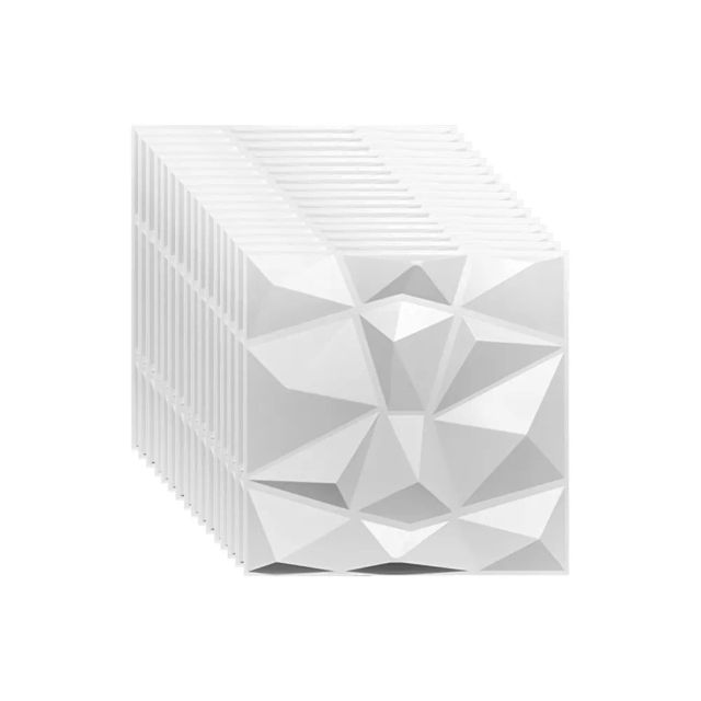 50x50cm PVC Three-dimensional Board, Decoration Wall Panel - White (x20)