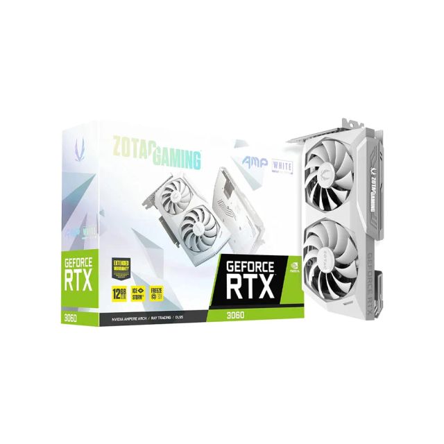 Zotac Gaming GeForce RTX™ 3060 AMP White Edition 12GB GDDR6 192-bit 15 Gbps PCIE 4.0 Gaming Graphics Card, IceStorm 2.0 Cooling, Active Fan Control, Freeze Fan Stop