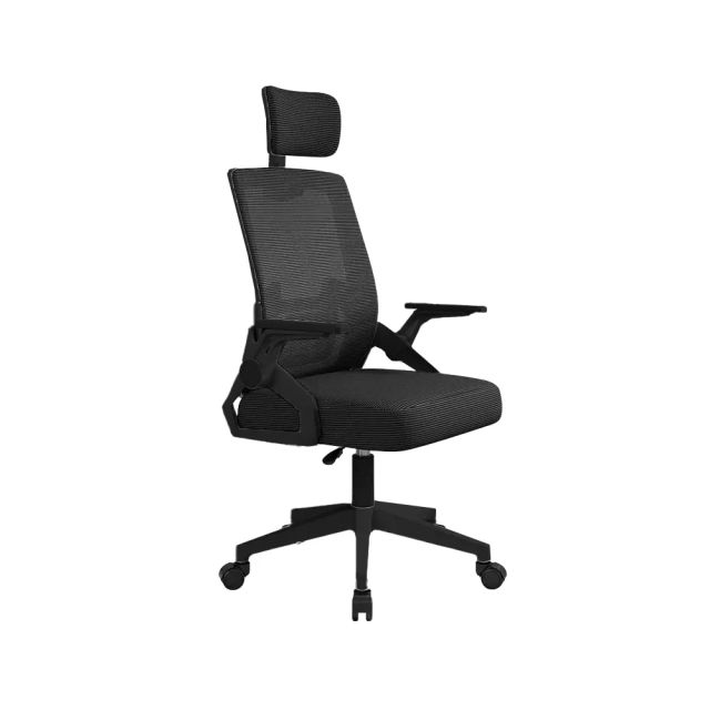 Mesh Office Chair, Arabest Ergonomic Swivel Desk Office Chair, Flip Up Armrests with Lumbar Support Adjustable Height Chair - Black 