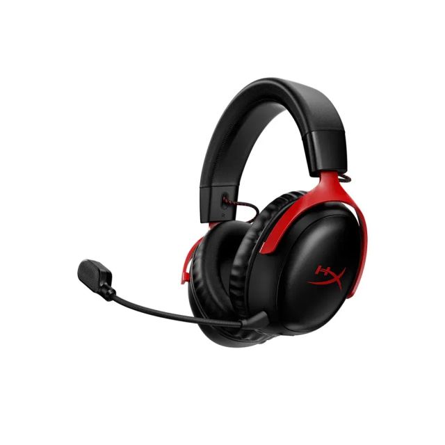 HyperX Cloud III Wireless – Gaming Headset for PC, PS5, PS4, up to 120-hour Battery, 2.4GHz Wireless, DTS Spatial Audio, 53mm Angled Drivers, Memory Foam, Durable Frame, 10mm Microphone - Black/Red
