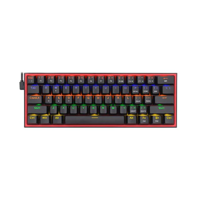 Redragon Fizz Rainbow K617-R 60% RED Switch, Wired Gaming Keyboard, 61 Dust Proof Keys, Compact Mechanical Keyboard - Black