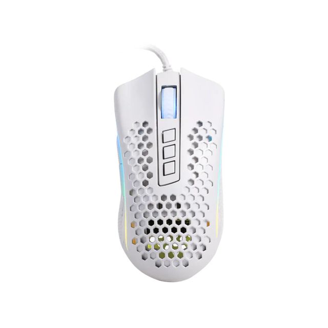 Redragon M808w Storm Lightweight Wired RGB Gaming Mouse, 85g Ultralight Honeycomb Shell - 12,400 DPI Optical Sensor - 7 Programmable Buttons - Precise Registration - Super-Lite Cable - White
