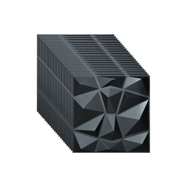 30x30cm PVC Three-dimensional Board, Decoration Wall Panel - Black (x20)
