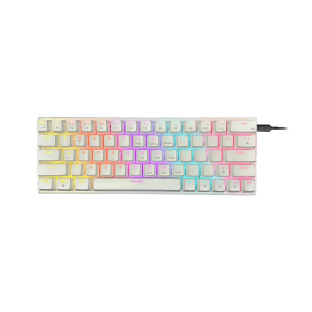 MK60 RGB 60% Wired Mechanical Gaming Keyboard Blue Switches - White